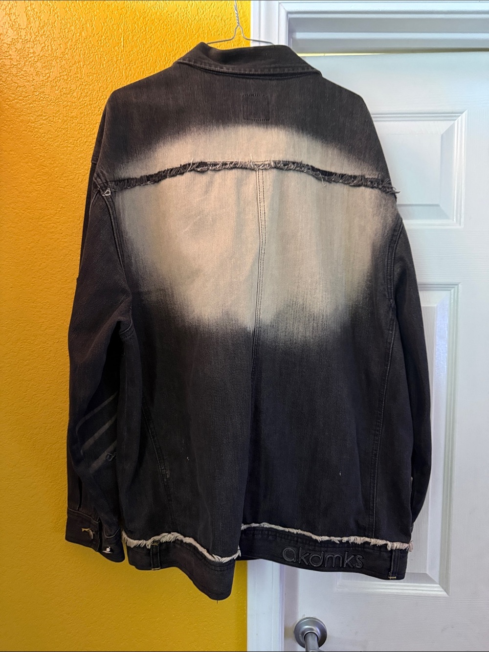 Akademiks Black and Bleached Patchwork Denim Shirt Jacket - Picture 6 of 7